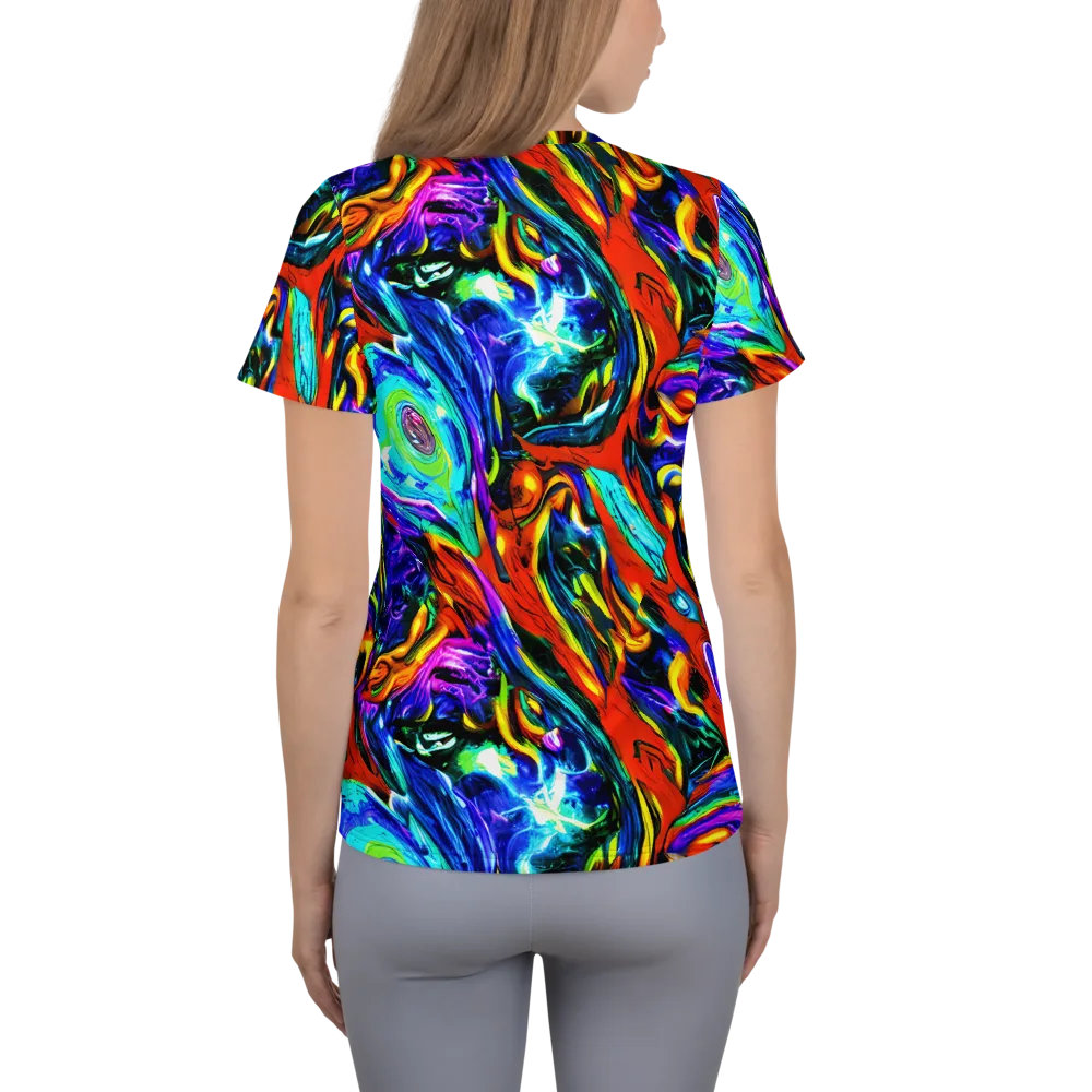 Atomic Marbling on Women's Athletic T-Shirt — Back