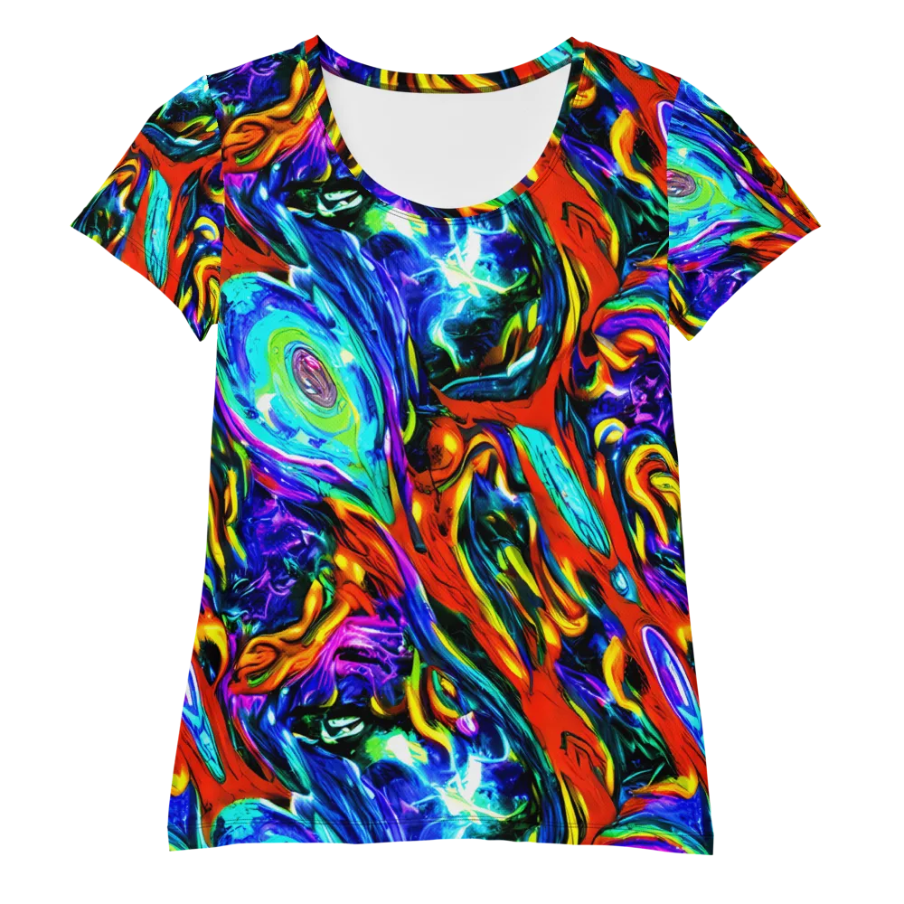Atomic Marbling on Women's Athletic T-Shirt — Front