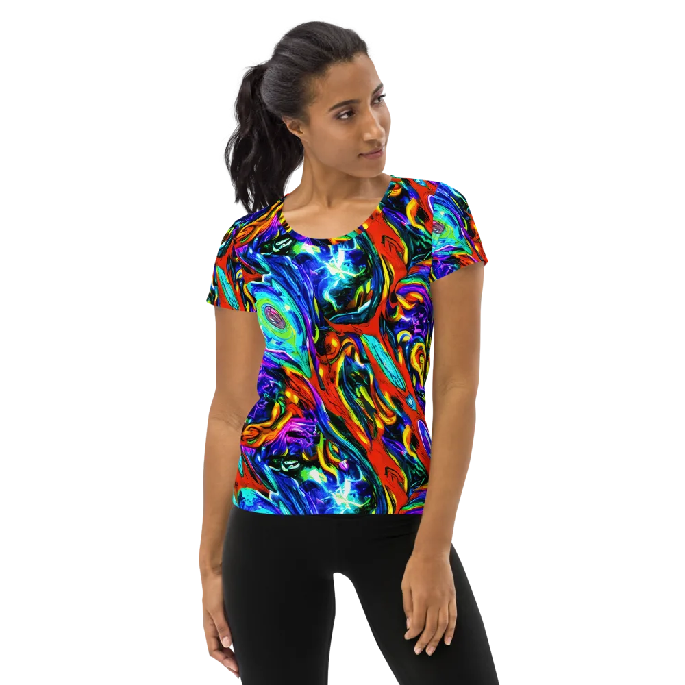 Atomic Marbling on Women's Athletic T-Shirt — Front
