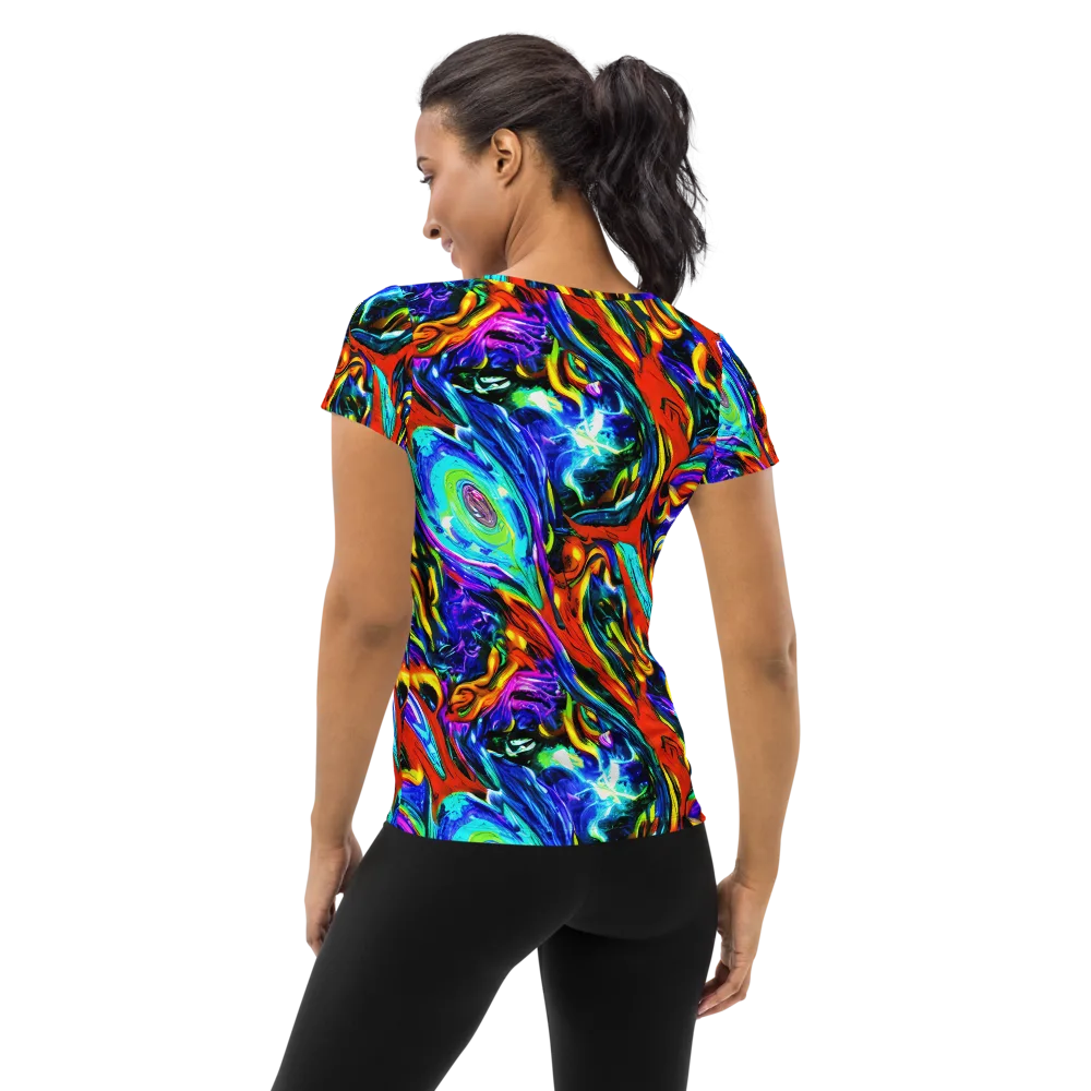 Atomic Marbling on Women's Athletic T-Shirt — Back