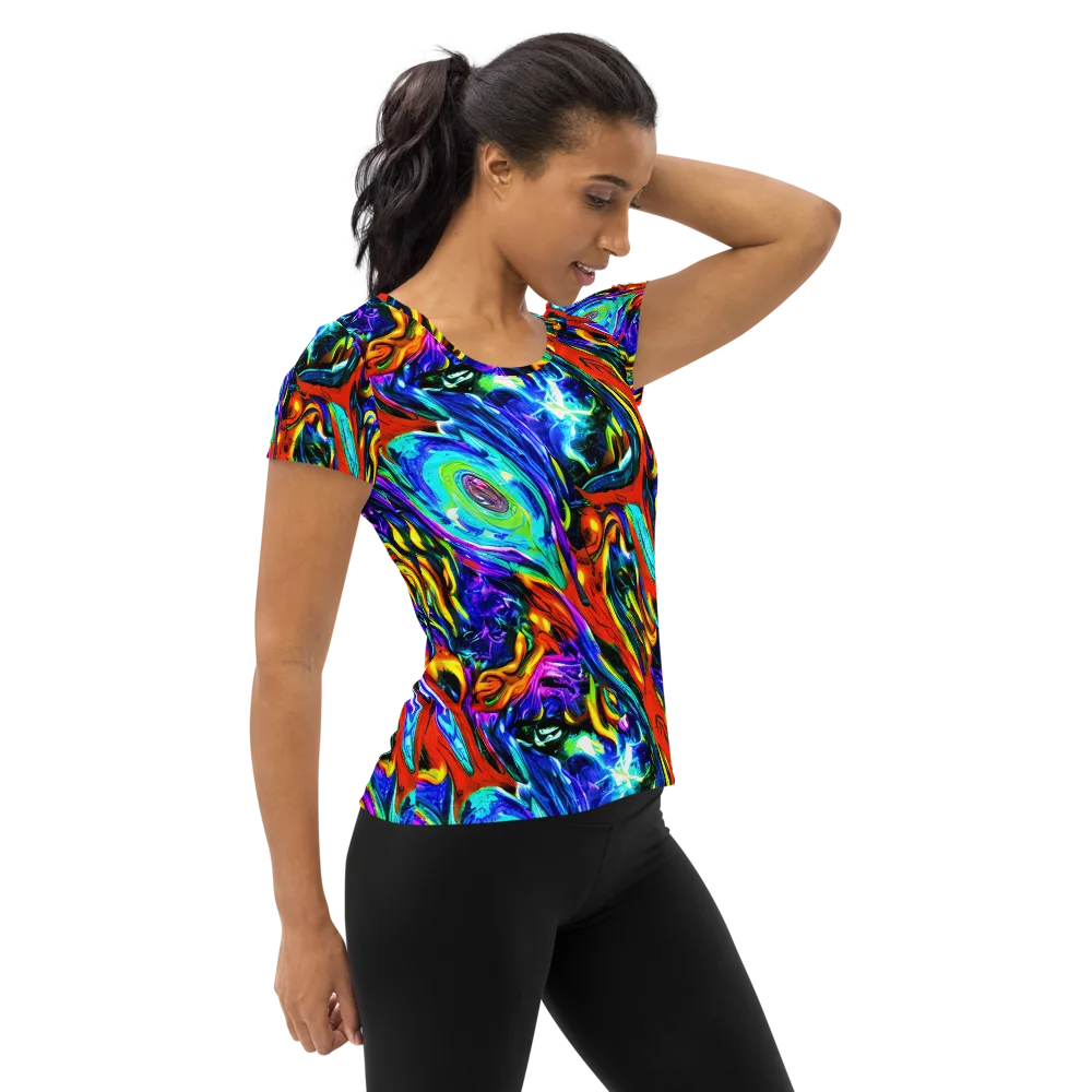 Atomic Marbling on Women's Athletic T-Shirt — Right