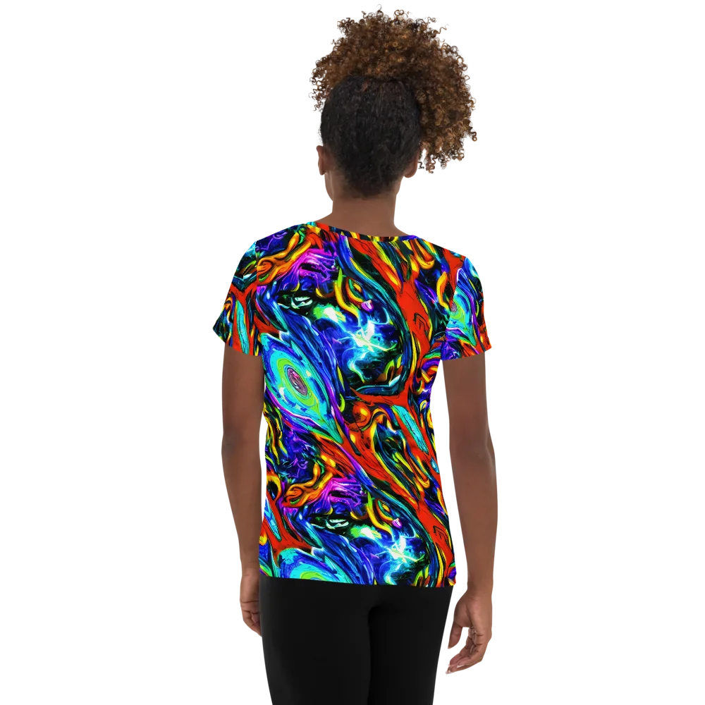 Atomic Marbling on Women's Athletic T-Shirt — Back