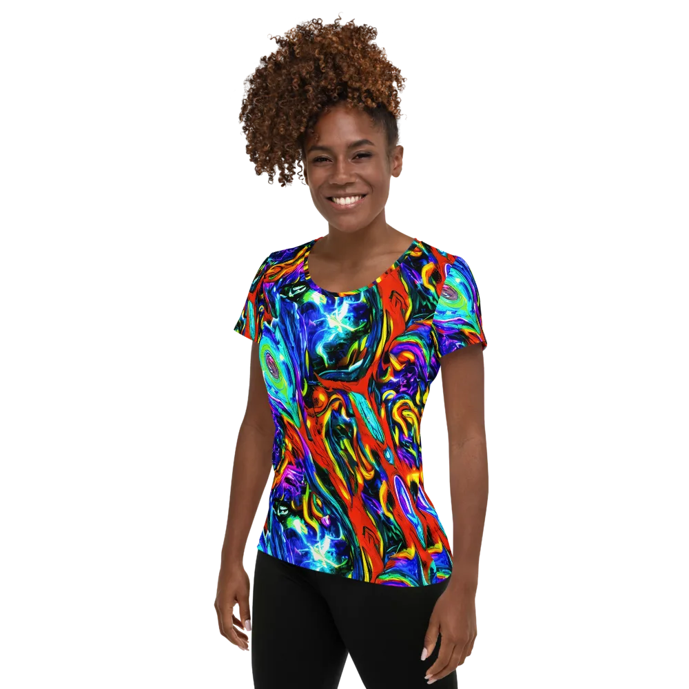 Atomic Marbling on Women's Athletic T-Shirt — Left
