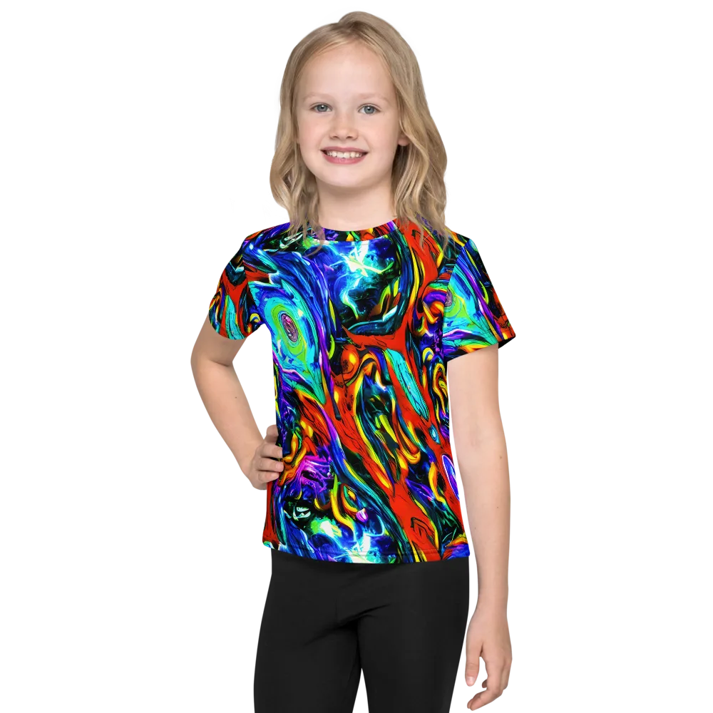 Atomic Marbling on Kids Crew Neck T-Shirt — Front