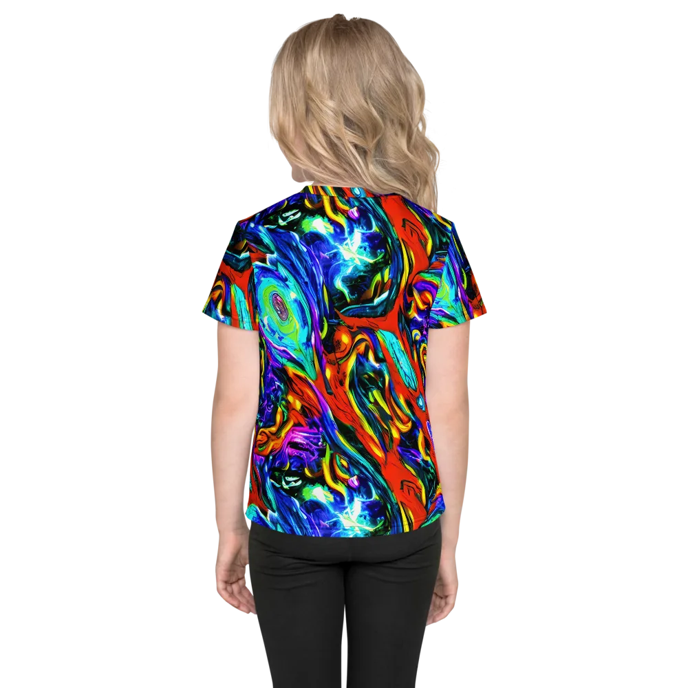 Atomic Marbling on Kids Crew Neck T-Shirt — Back