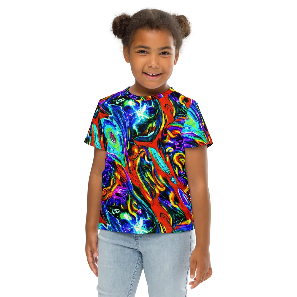 Atomic Marbling on Kids Crew Neck T-Shirt — Front