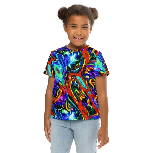 Atomic Marbling on a Kids Crew Neck T-Shirt