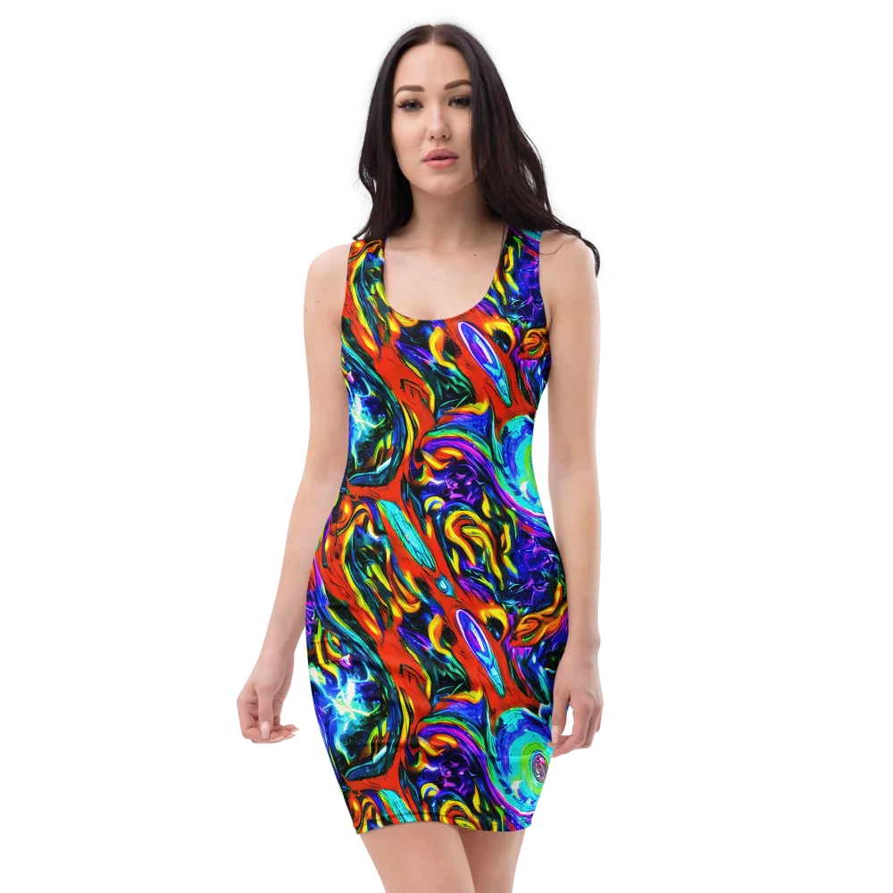 Atomic Marbling on Bodycon Dress — Front