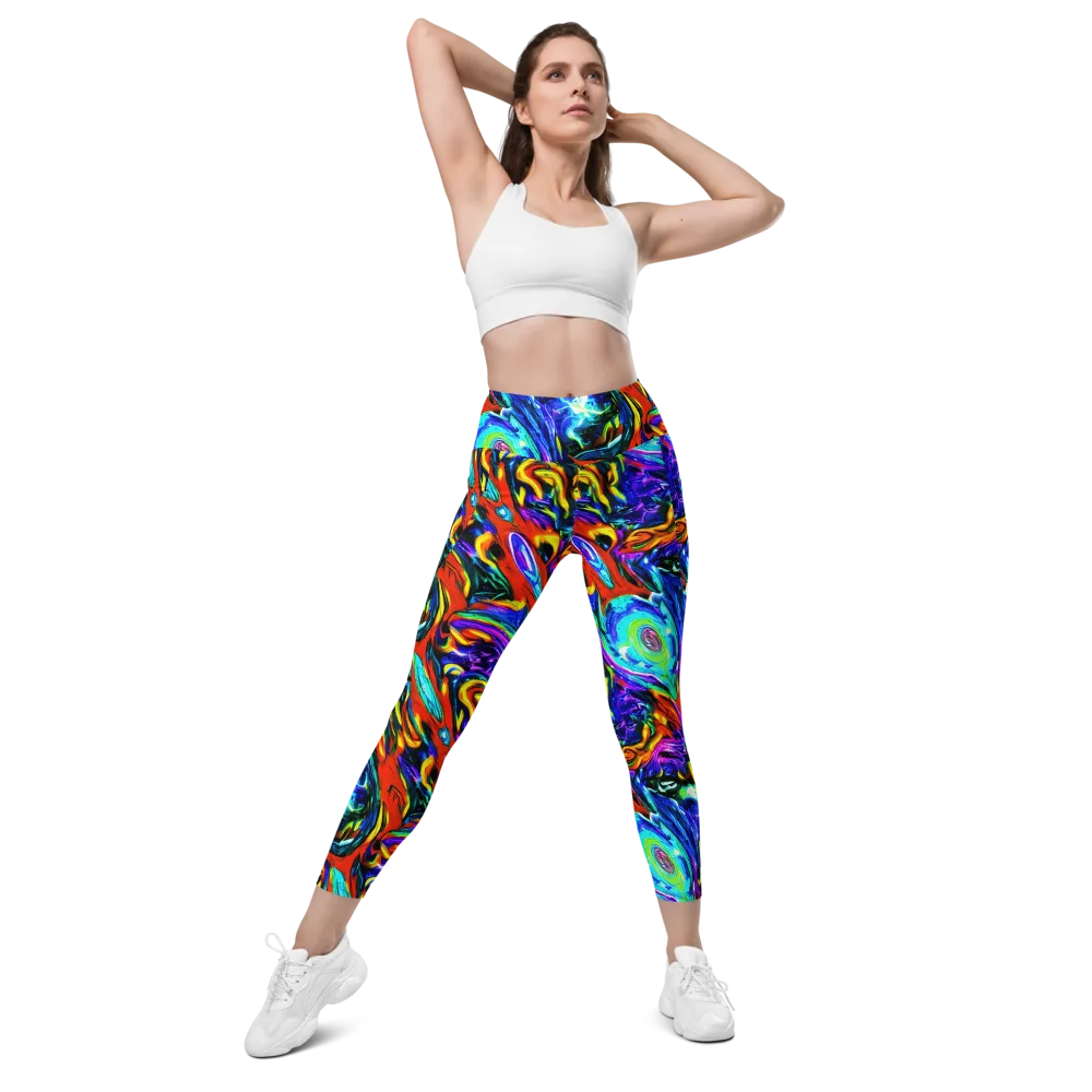 Atomic Marbling on Leggings with Pockets — Front