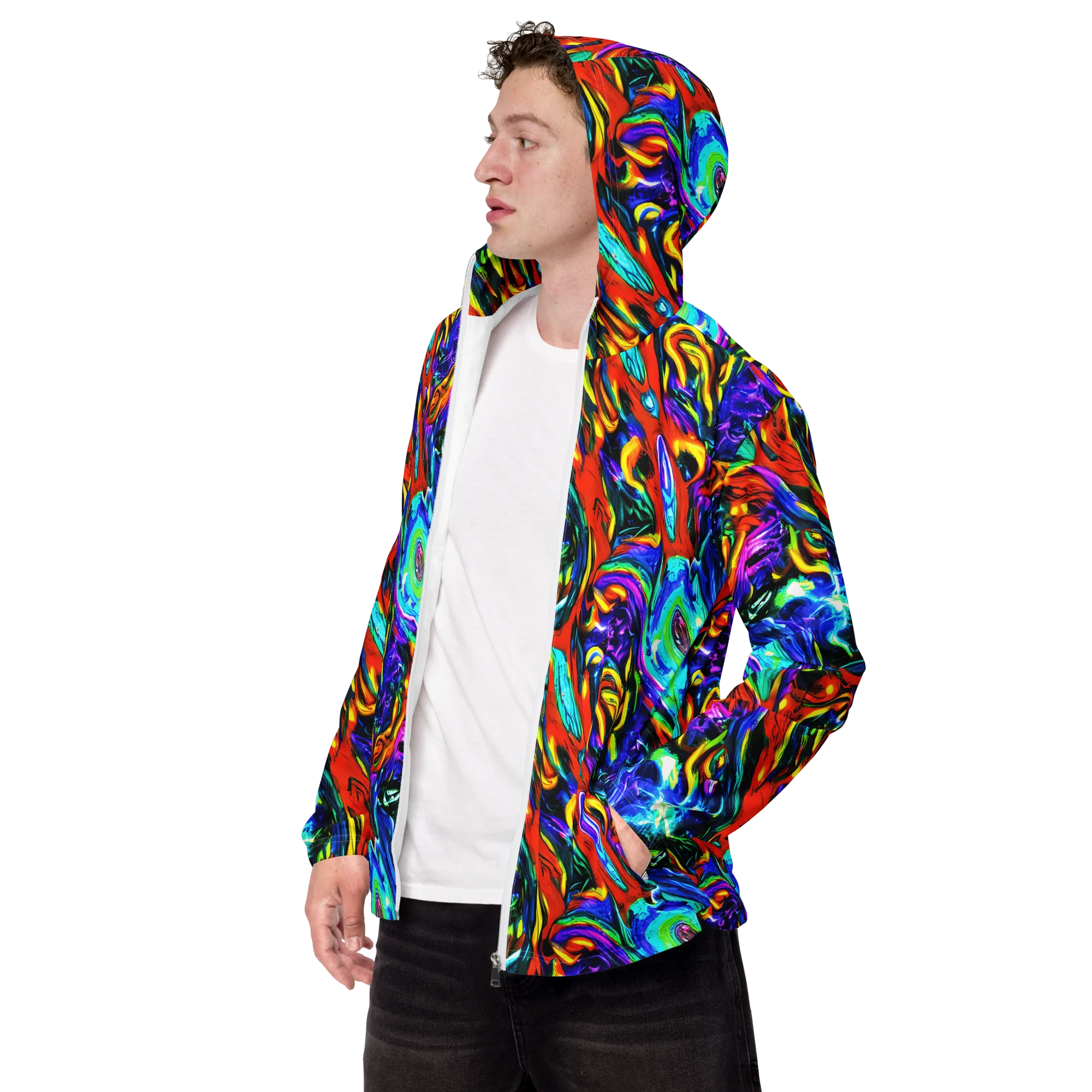 Atomic Marbling on Men's Windbreaker — Left Front