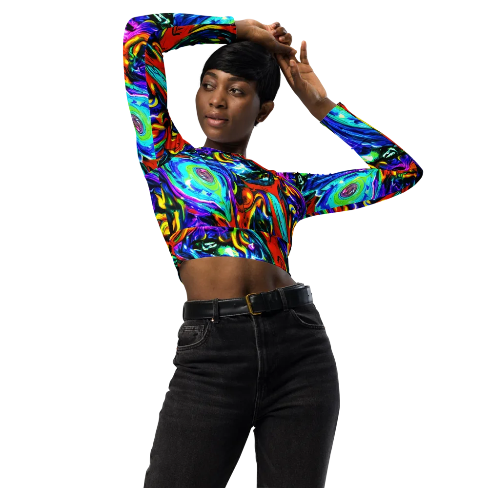 Atomic Marbling on Long Sleeve Crop Top — Front