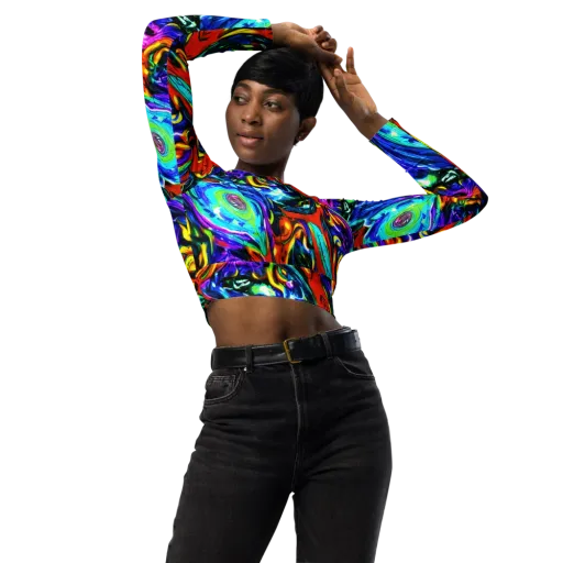 Atomic Marbling on a Long Sleeve Crop Top
