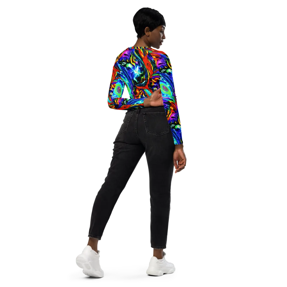 Atomic Marbling on Long Sleeve Crop Top — Right Back