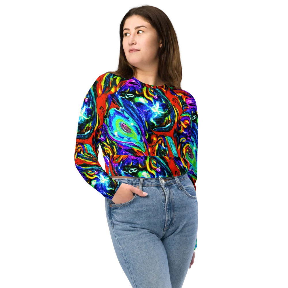 Atomic Marbling on Long Sleeve Crop Top — Front