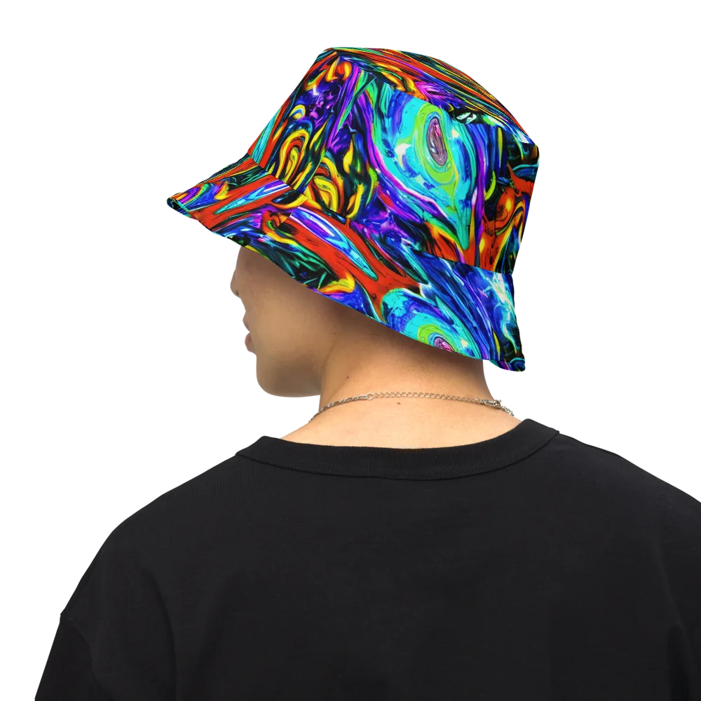 Atomic Marbling on Reversible Bucket Hat — Back Inside
