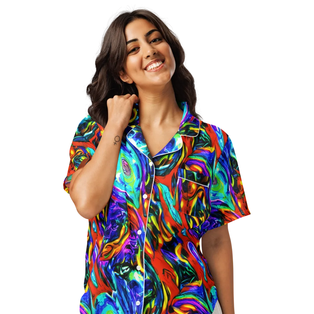 Atomic Marbling on Women's Short Sleeve Pajama Top — Front