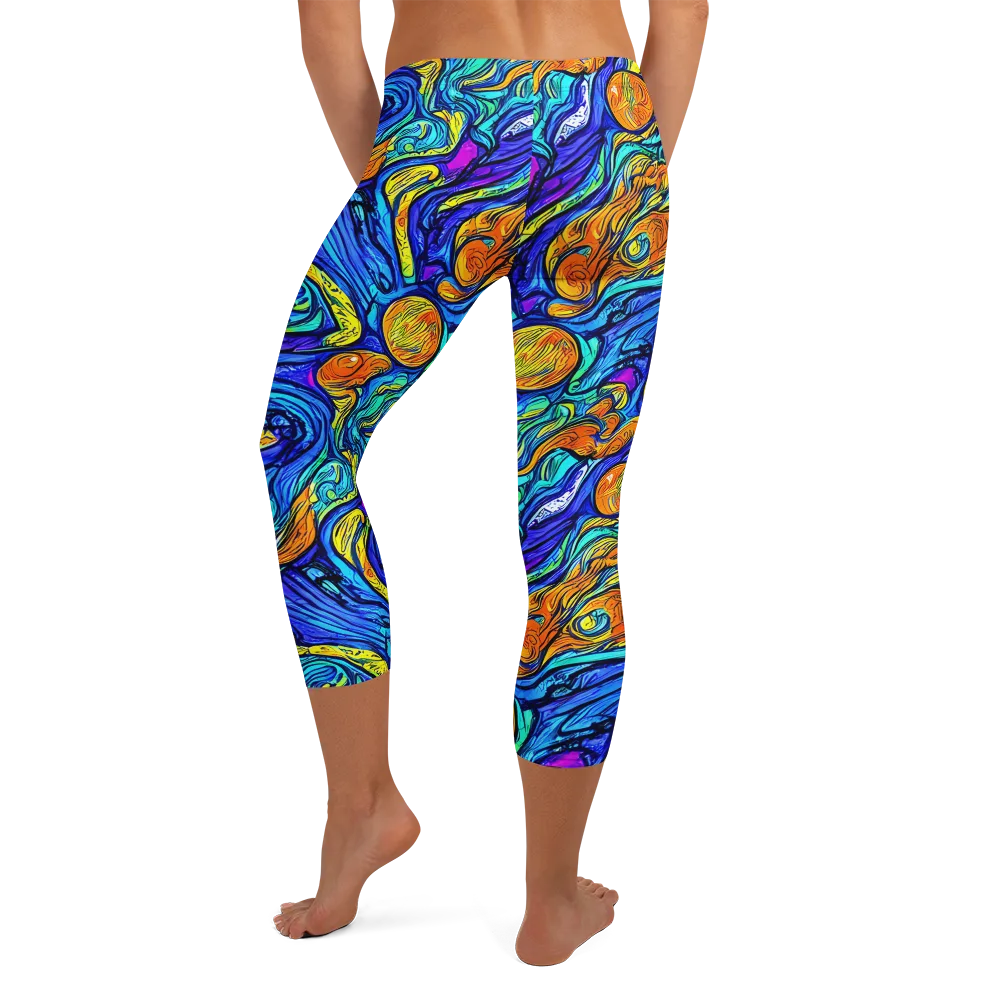 Sonic Sea on Capri Leggings — Back