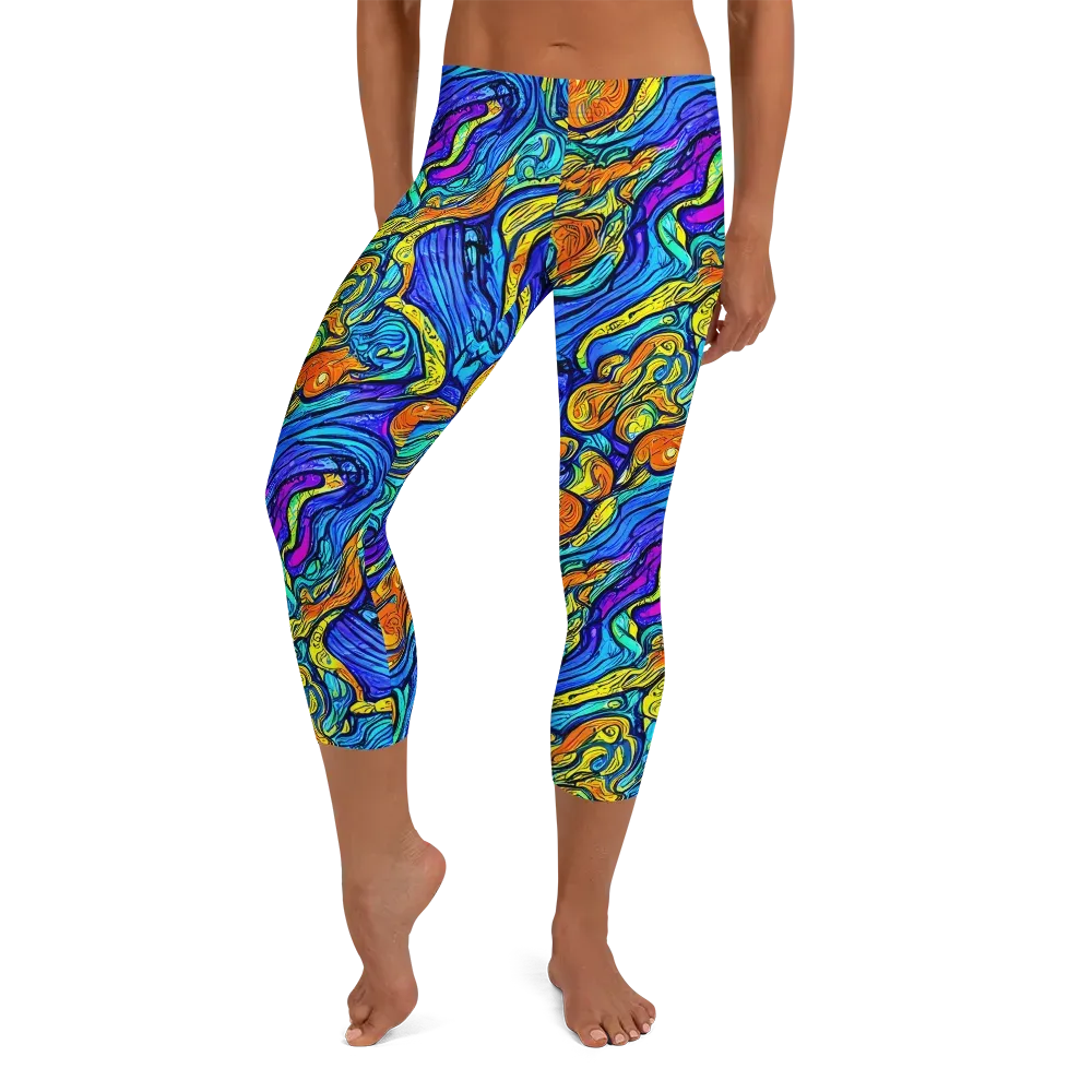 Sonic Sea on Capri Leggings — Front