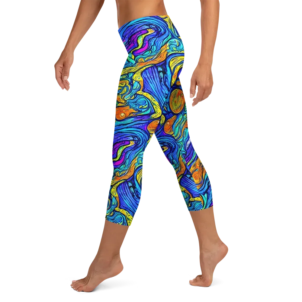 Sonic Sea on Capri Leggings — Left
