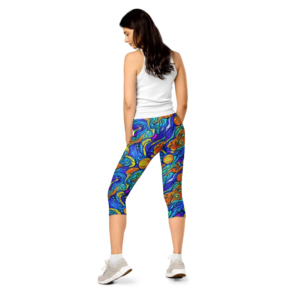 Sonic Sea on Capri Leggings — Back