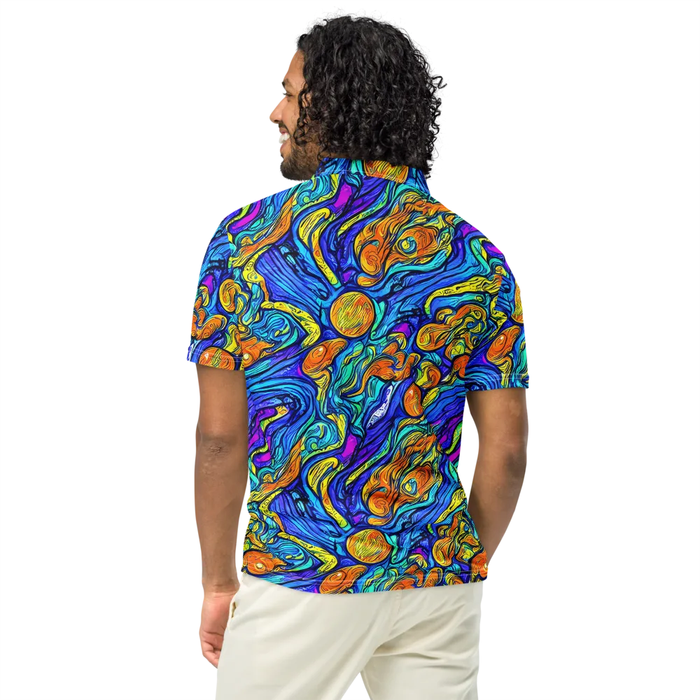 Sonic Sea on Men's Slim Fit Polo Shirt — Back