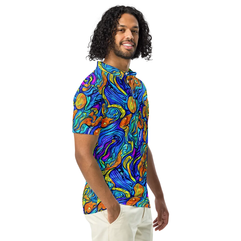 Sonic Sea on Men's Slim Fit Polo Shirt — Right Front