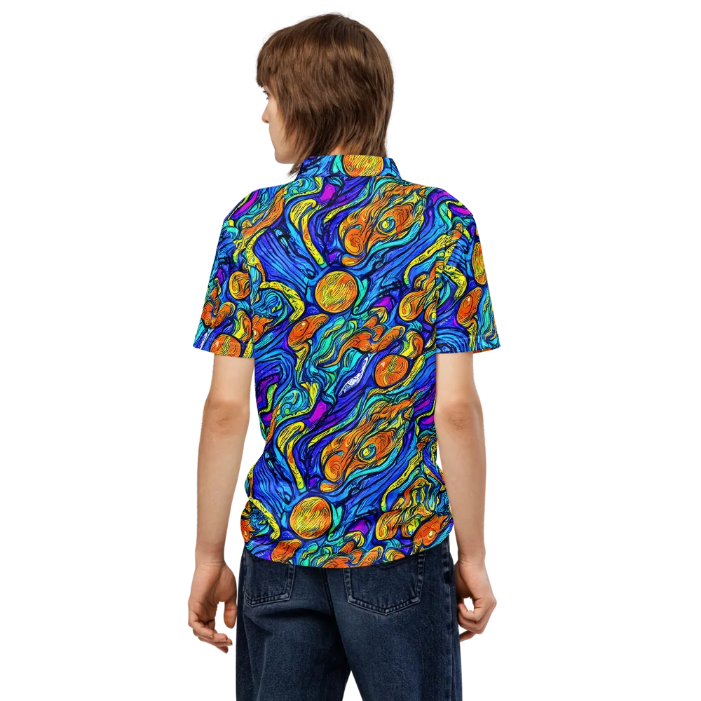 Sonic Sea on Men's Slim Fit Polo Shirt — Back