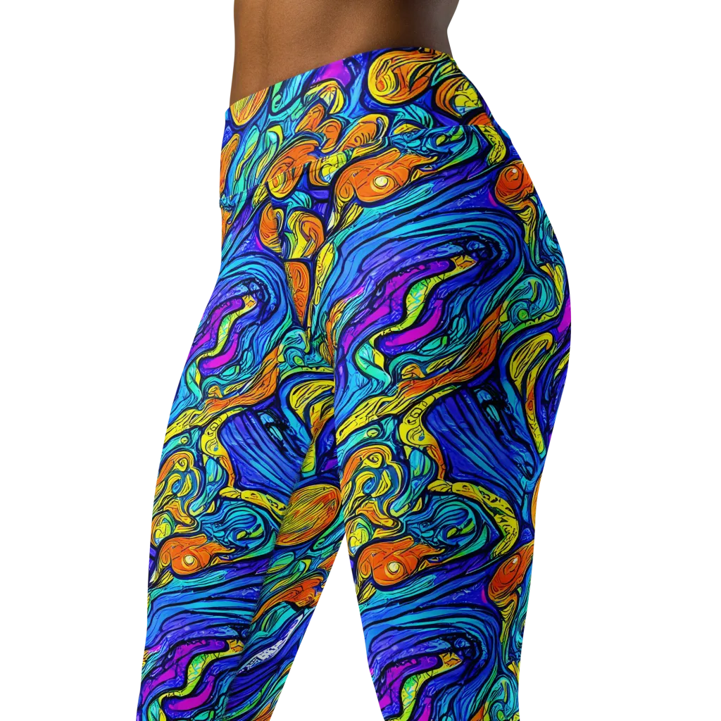 Sonic Sea on Yoga Leggings — Left Front