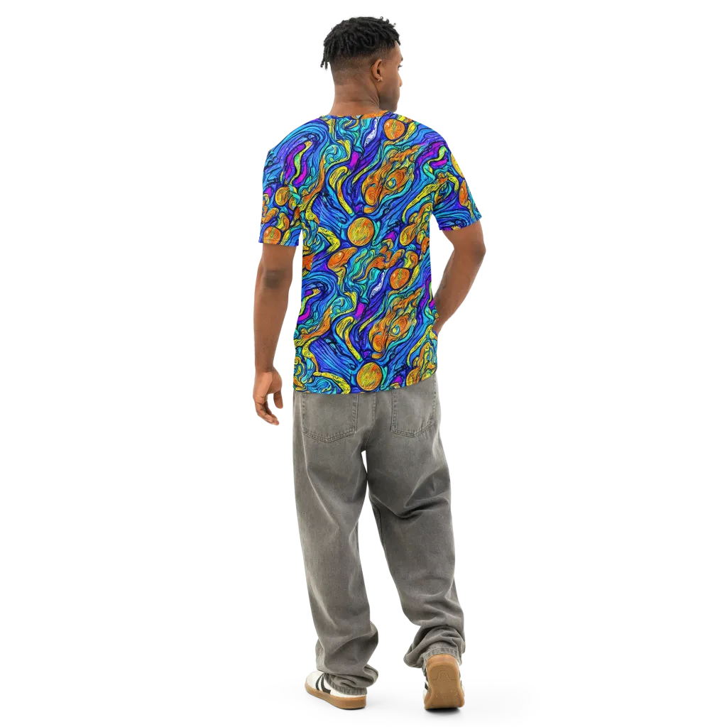 Sonic Sea on Men's Cotton Crew Neck T-Shirt — Back