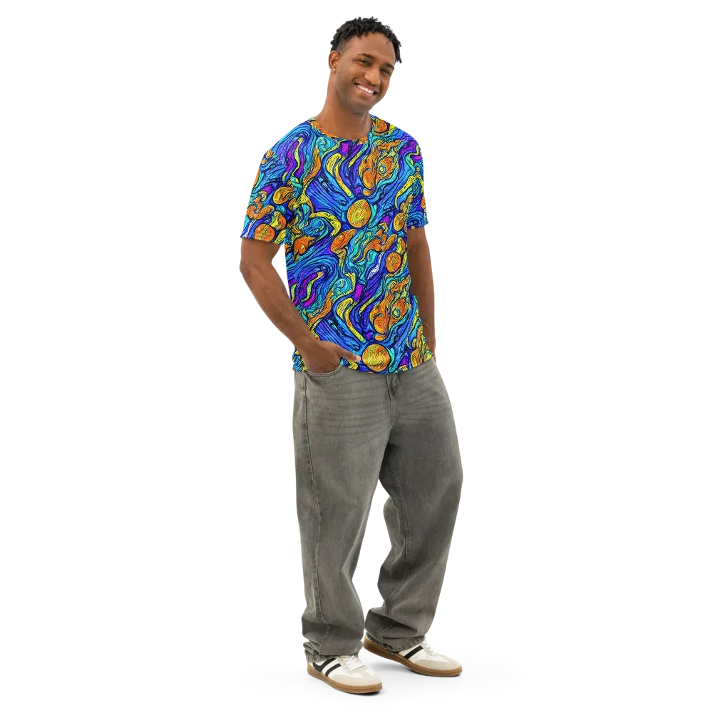 Sonic Sea on Men's Cotton Crew Neck T-Shirt — Right Front