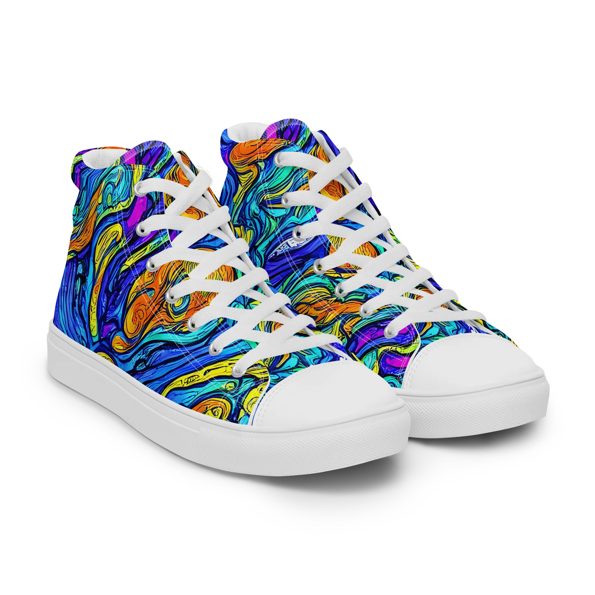 Sonic Sea on Men's High Top Canvas Shoes — Right Front