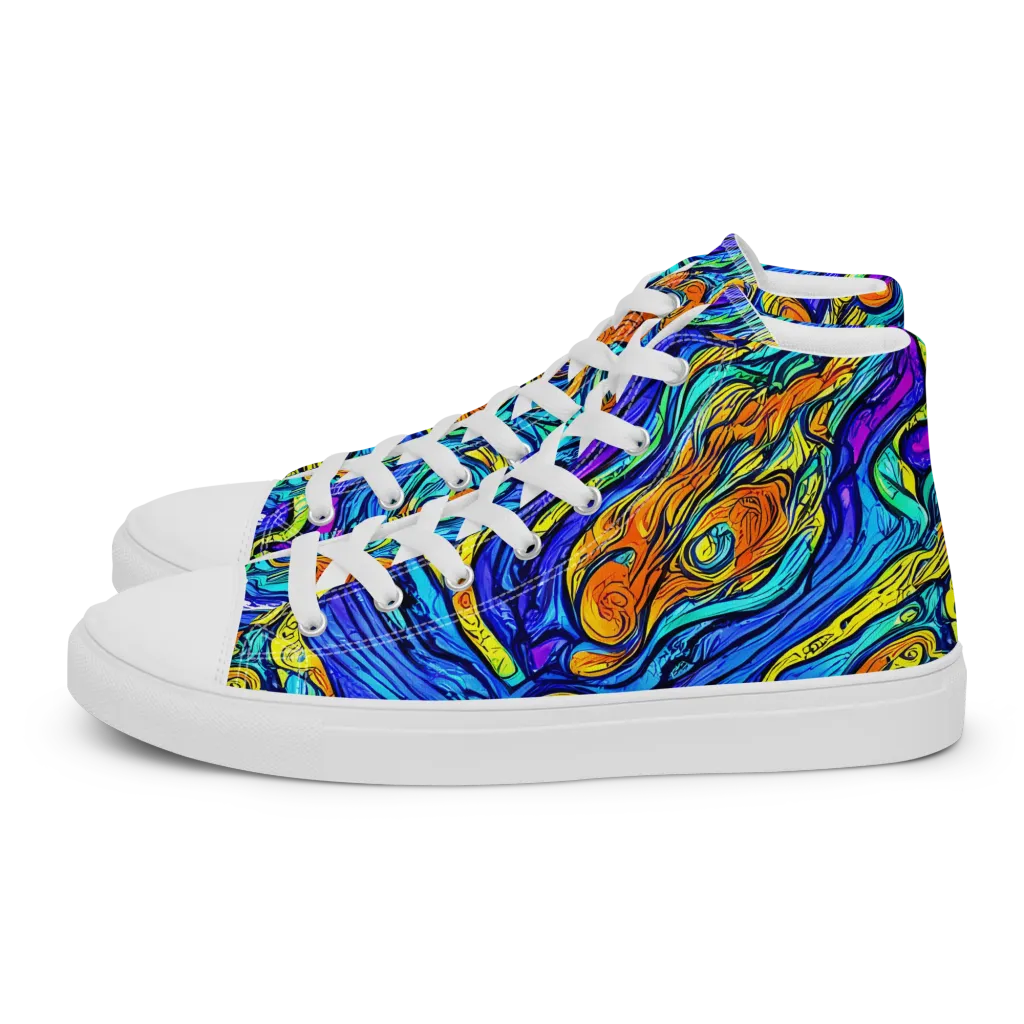 Sonic Sea on Men's High Top Canvas Shoes — Left