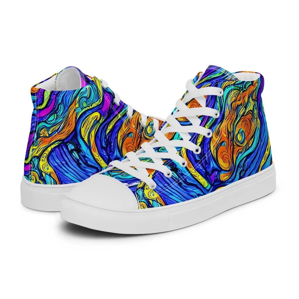 Sonic Sea on Men's High Top Canvas Shoes — Left