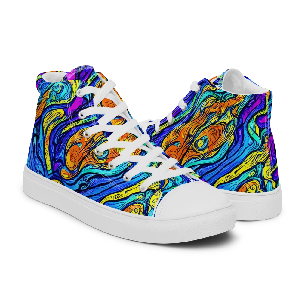 Sonic Sea on Men's High Top Canvas Shoes — Right