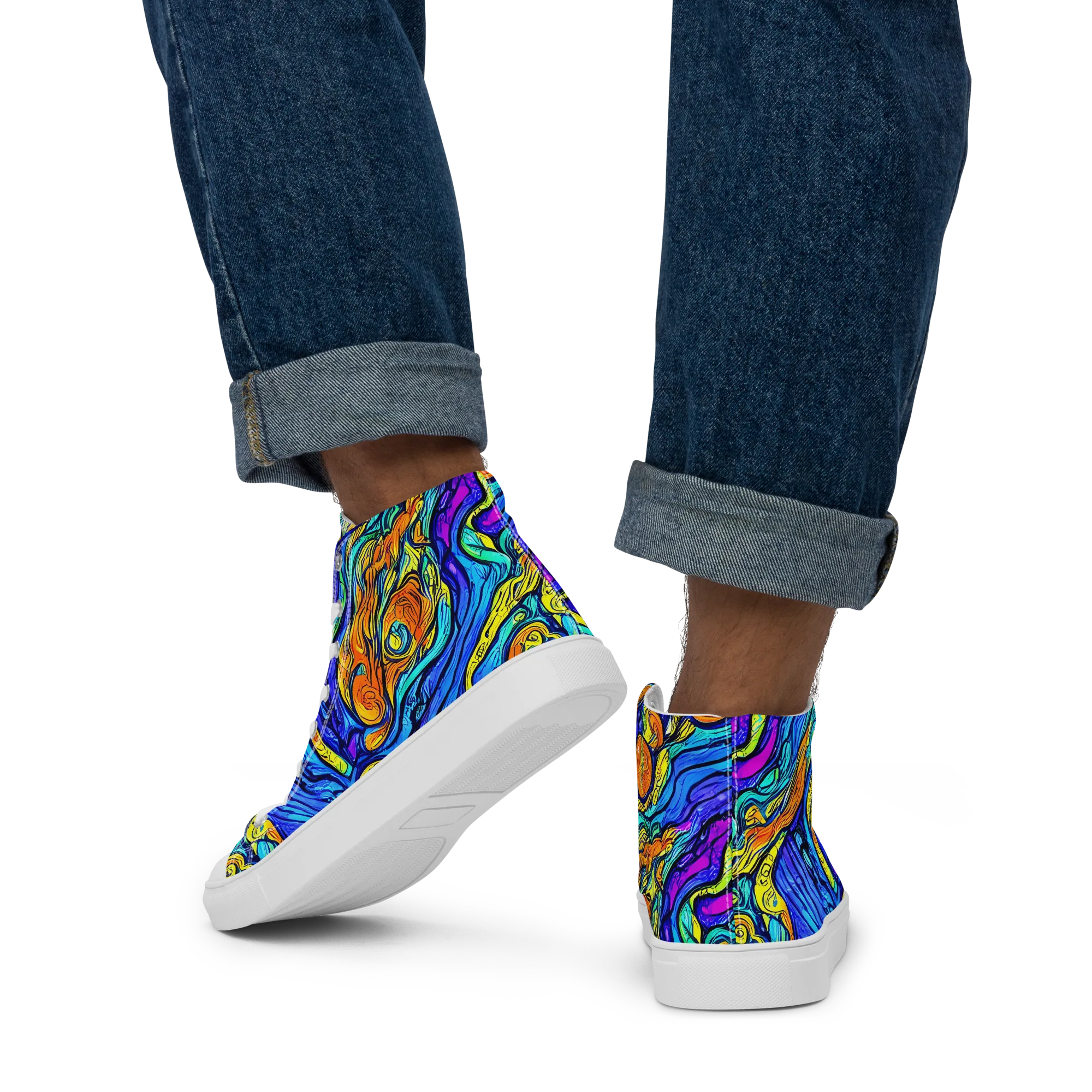 Sonic Sea on Men's High Top Canvas Shoes — Back