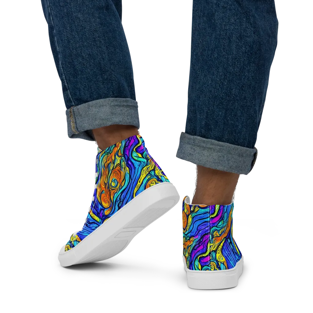 Sonic Sea on Men's High Top Canvas Shoes — Back