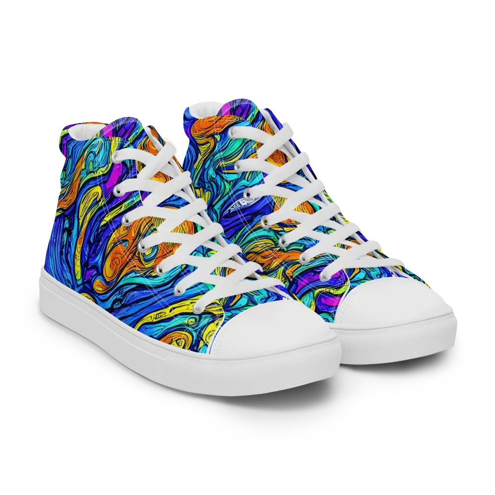 Sonic Sea on Women's High Top Canvas Shoes — Right Front
