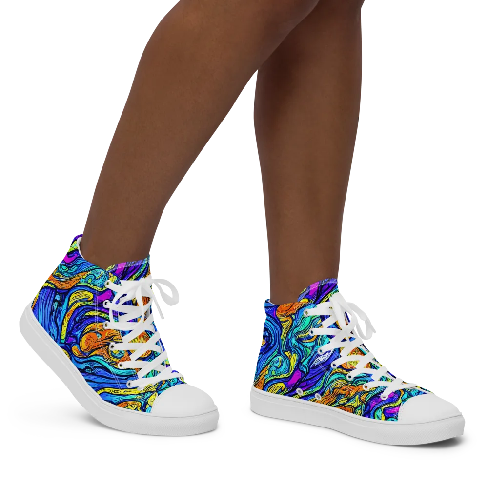 Sonic Sea on Women's High Top Canvas Shoes — Right