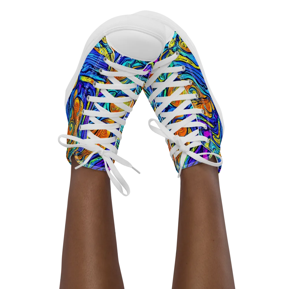 Sonic Sea on Women's High Top Canvas Shoes — Front