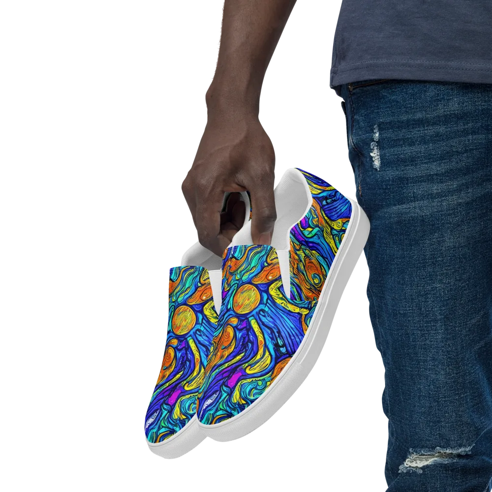 Sonic Sea on Men's Slip-On Canvas Shoes — Left Front