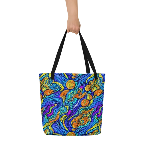 Sonic Sea on a Large Tote Bag W/ Pocket