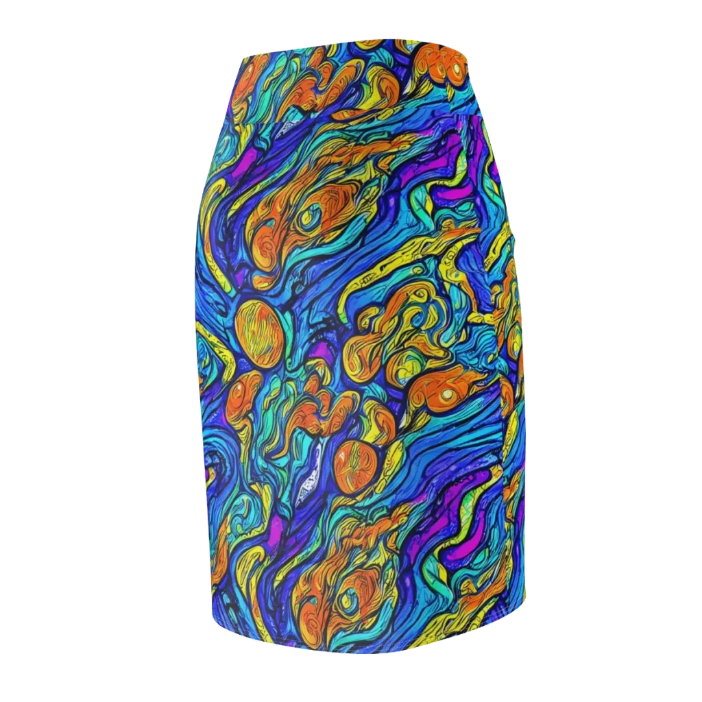 Sonic Sea on Pencil Skirt — Back Side