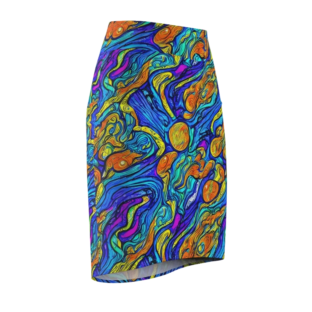 Sonic Sea on Pencil Skirt — Front Side