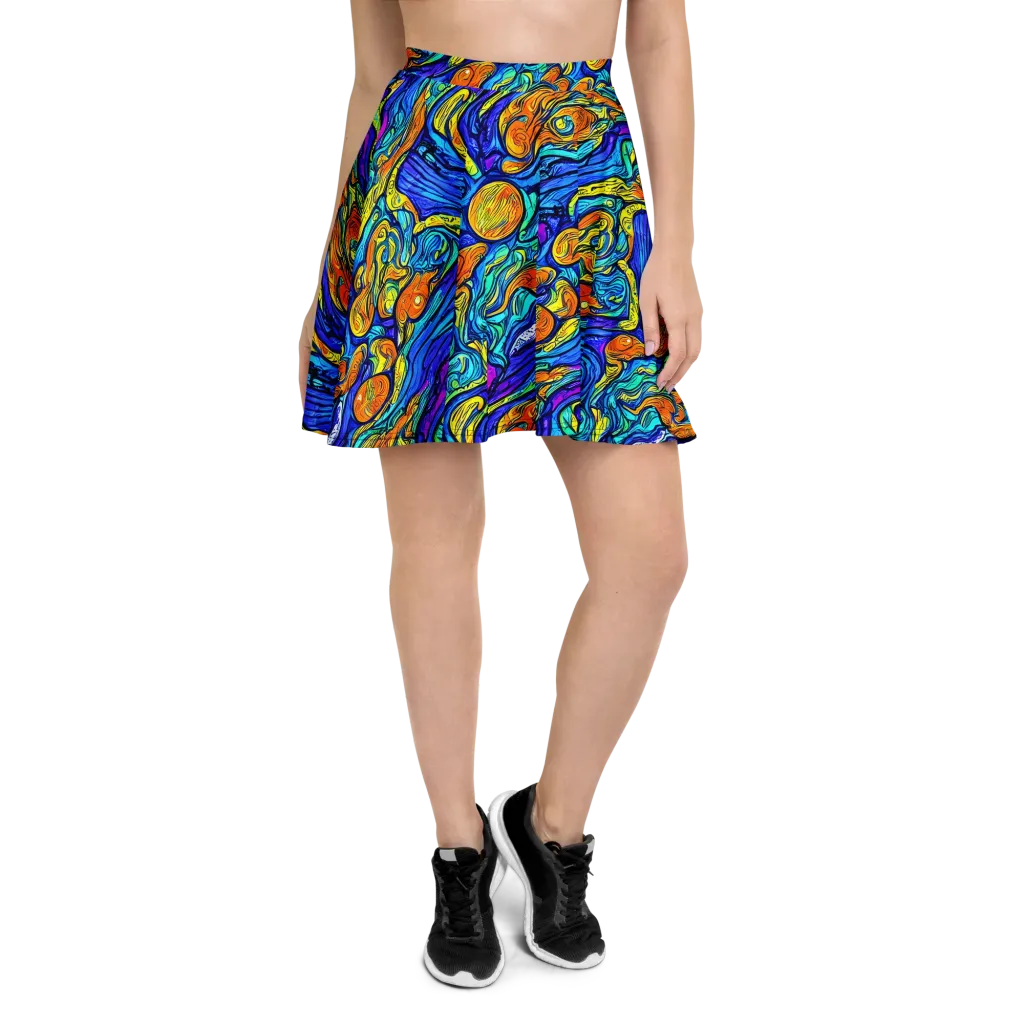Sonic Sea on Skater Skirt — Front