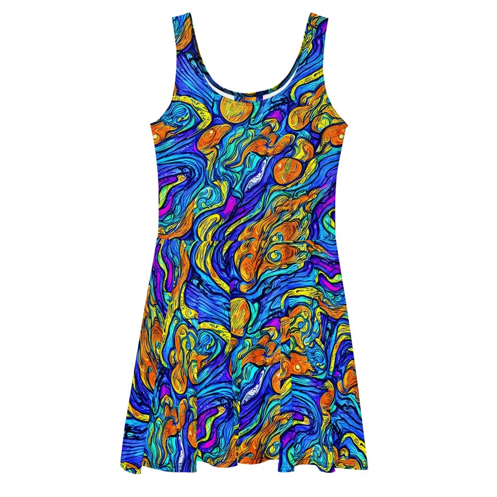 Sonic Sea on Skater Dress — Front