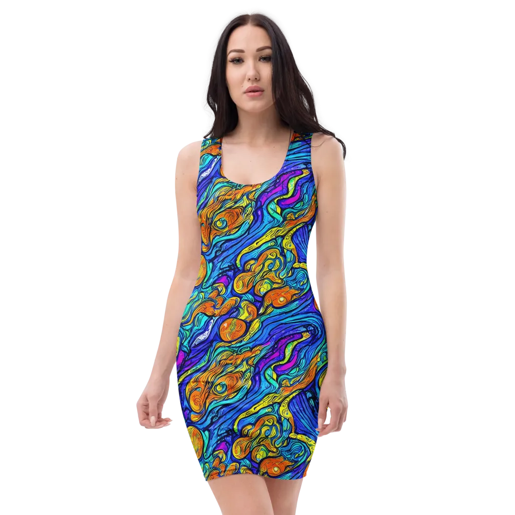 Sonic Sea on Bodycon Dress — Front