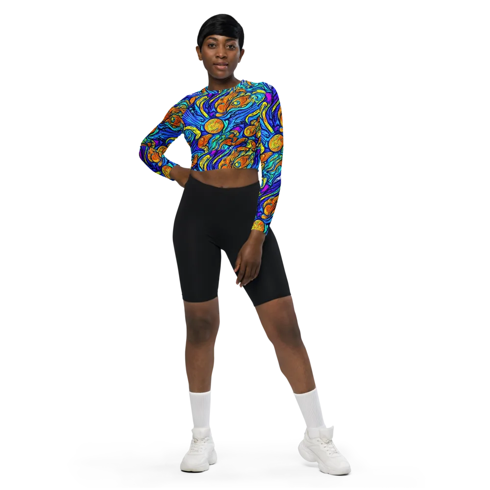Sonic Sea on Long Sleeve Crop Top — Front