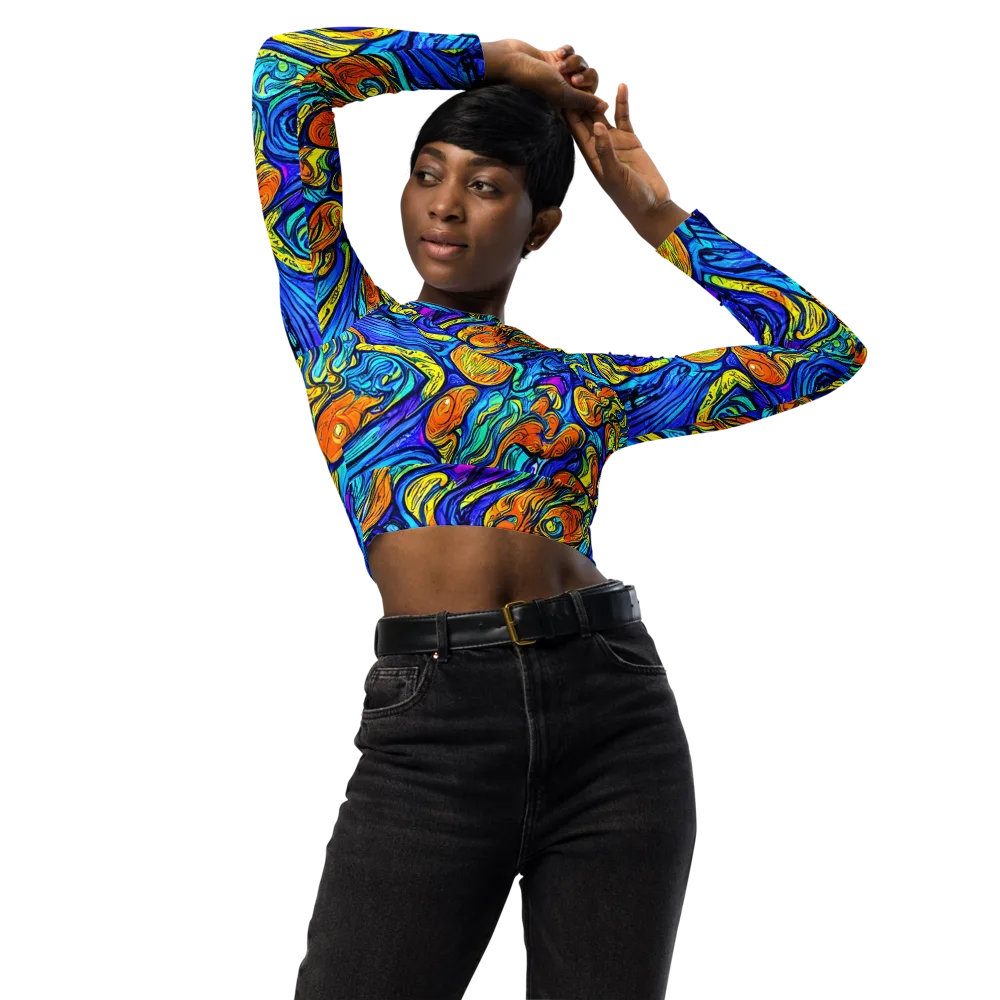 Sonic Sea on Long Sleeve Crop Top — Front
