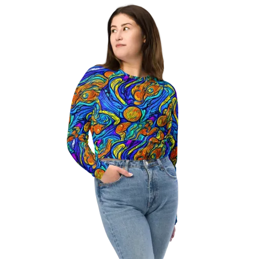Sonic Sea on a Long Sleeve Crop Top