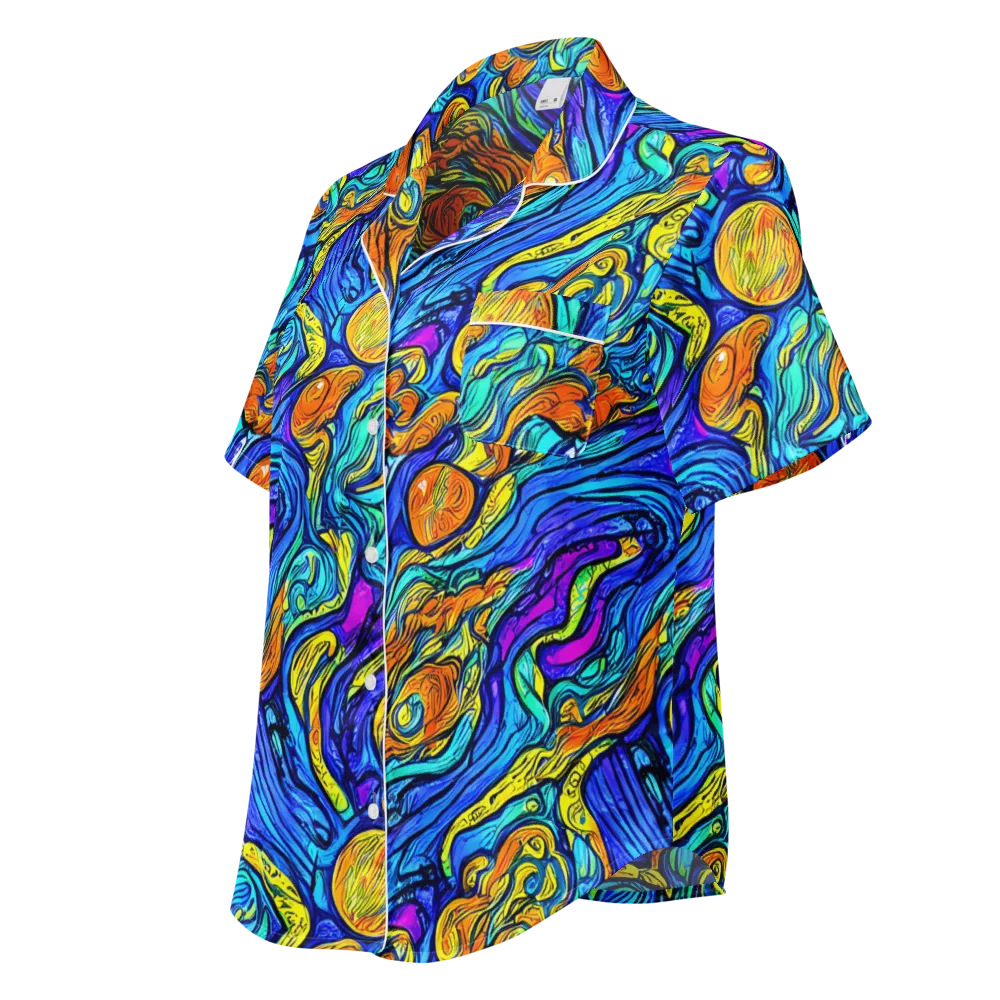 Sonic Sea on Women's Short Sleeve Pajama Top — Left Front